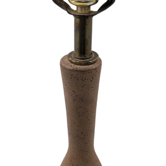 Vintage Mid Century Modern Textured Ceramic Table Lamp Brown Tan Geometric Base - Picture 4 of 10